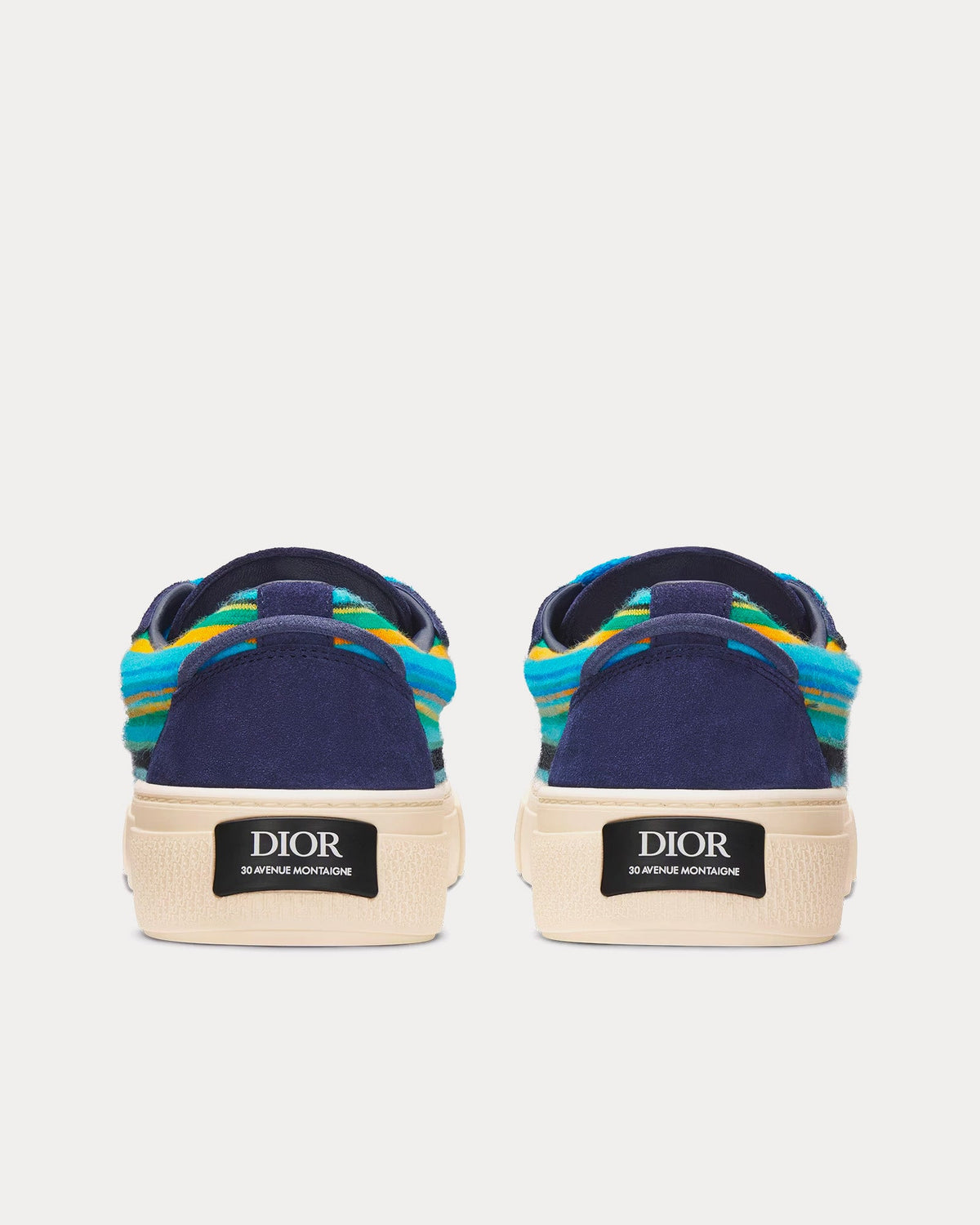 Dior Tears B33 Limited Edition Blue Multicolor Mohair and Navy Blue Suede Low Top Sneakers