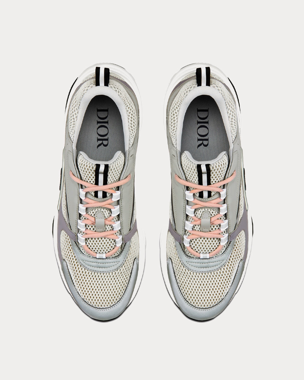 B22 Gray Technical Mesh and Smooth Calfskinn Low Top Sneakers