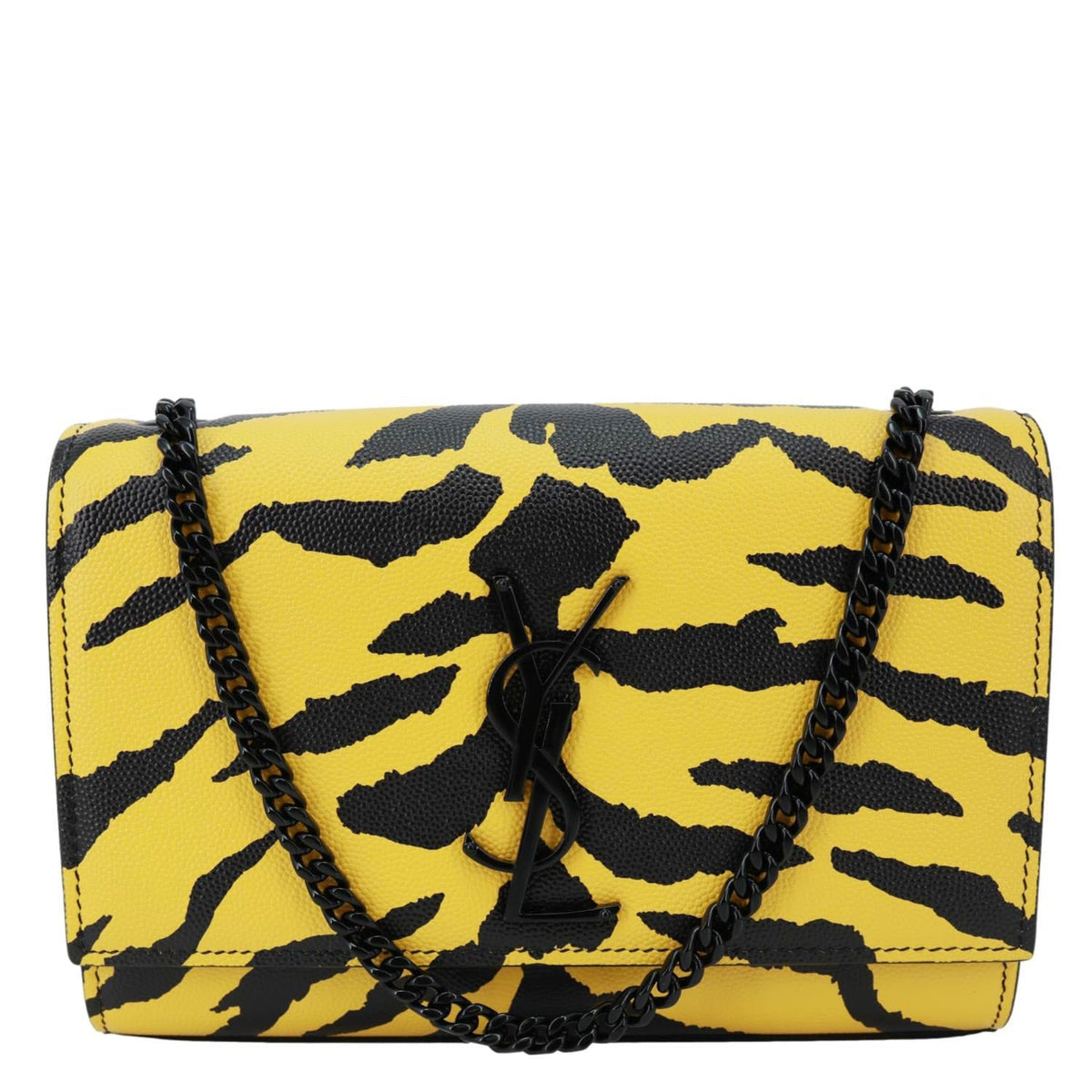 YVES SAINT LAURENT Classic Kate Zebra Print Leather Crossbody Bag Yellow