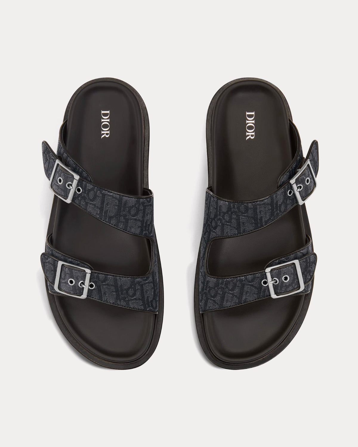 Aqua Black Dior Oblique Jacquard Sandals