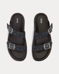 Aqua Black Dior Oblique Jacquard Sandals