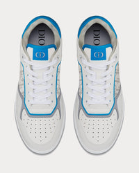 B27 White and Light Blue Smooth Calfskin with White Dior Oblique Galaxy Leather Low Top Sneakers