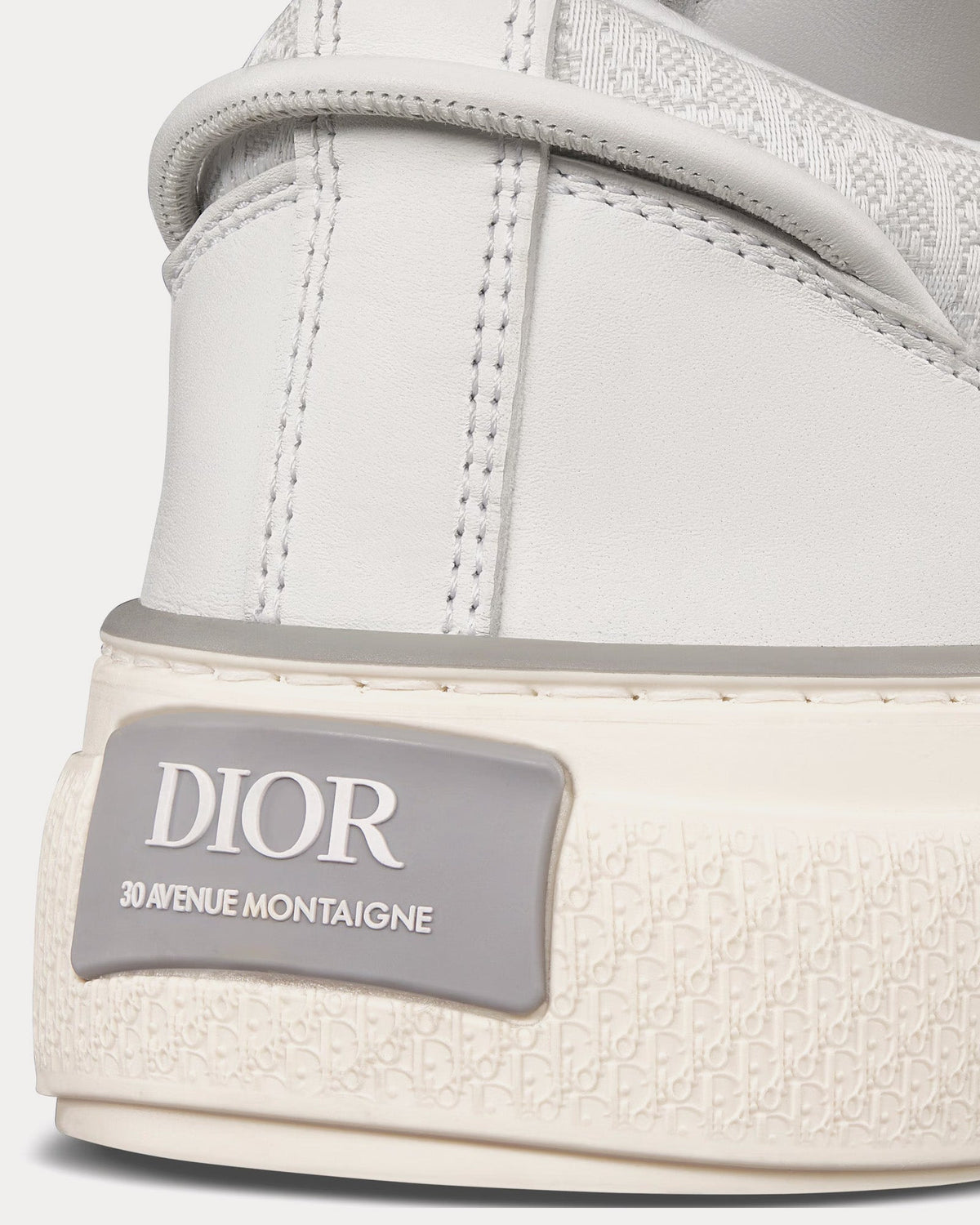 B33 Gray Smooth Calfskin and Gray Dior Oblique Jacquard Leather Low Top Sneakers