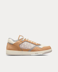 B27 Beige and Cream Smooth Calfskin with Cream Dior Oblique Jacquard Low Top Sneakers