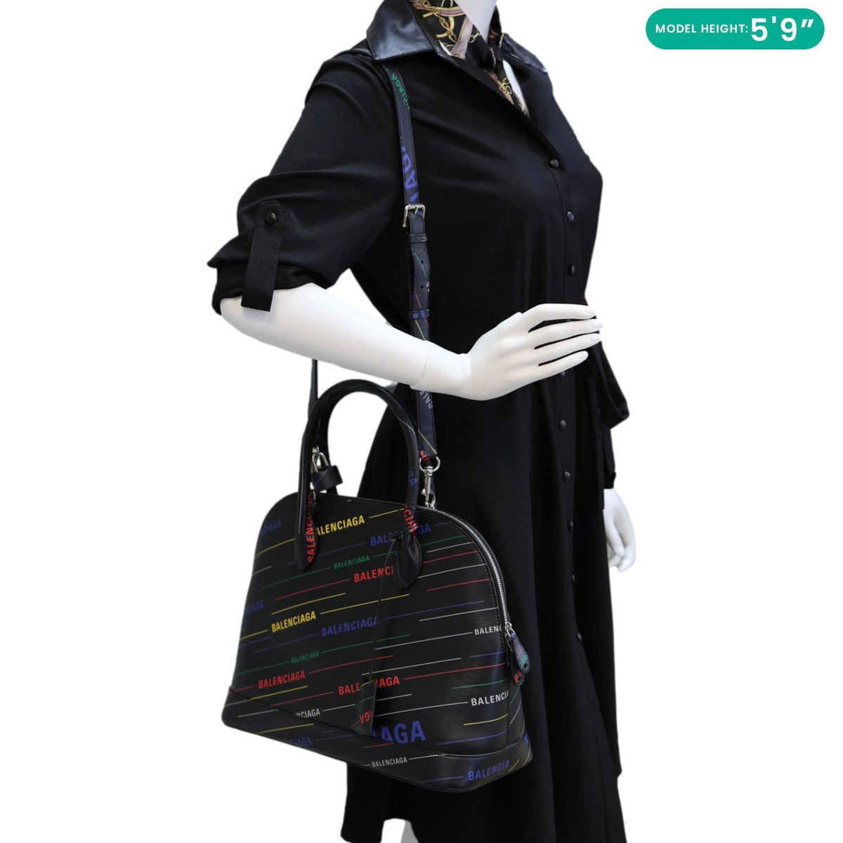 BALENCIAGA Ville XXS Calfskin Leather Top Handle Crossbody Bag Black