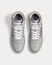 B27 Dior Gray Smooth Calfskin and CD Diamond Canvas High Top Sneakers