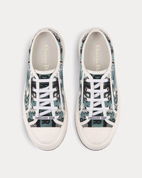 Walk'n'Dior Platform Denim Blue Multicolor Embroidered Cotton with Butterfly Bandana Motif Low Top Sneakers