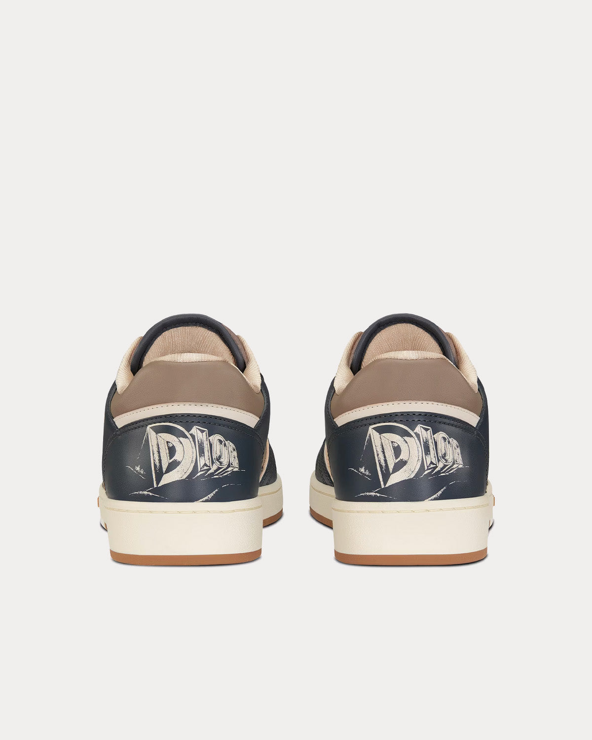B27 Brown and Deep Gray Smooth Calfskin with Brown Dior Oblique Galaxy Leather Low Top Sneakers