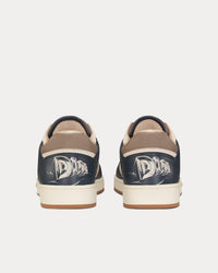 B27 Brown and Deep Gray Smooth Calfskin with Brown Dior Oblique Galaxy Leather Low Top Sneakers