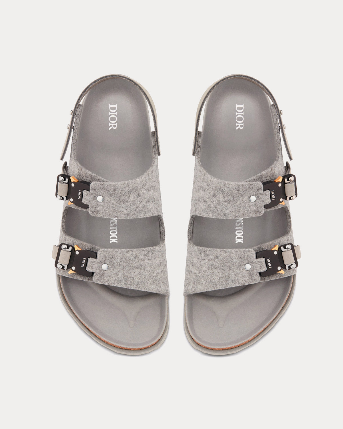 Milano Dior Gray Felted Wool and Nubuck Calfskin Sandals