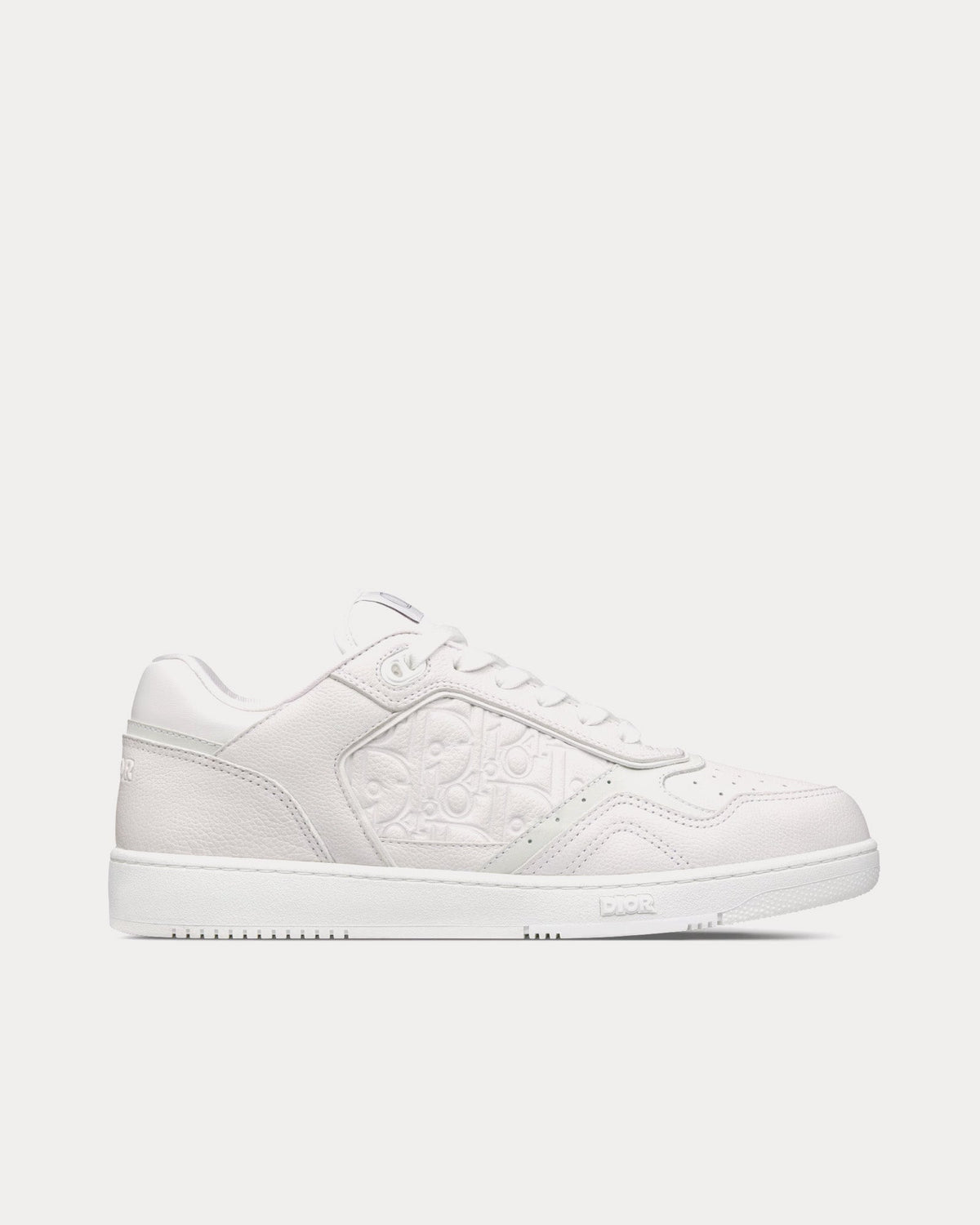B27 White Grained Calfskin and White Dior Gravity Leather Low Top Sneakers