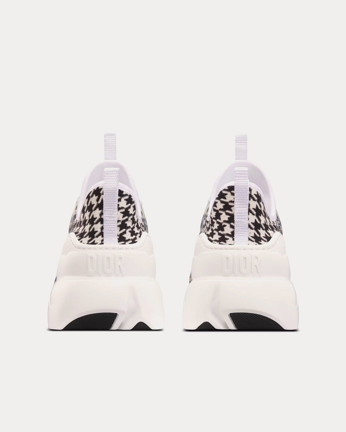 D-Connect Black and White Technical Fabric with Micro-Houndstooth Print Low Top Sneakers