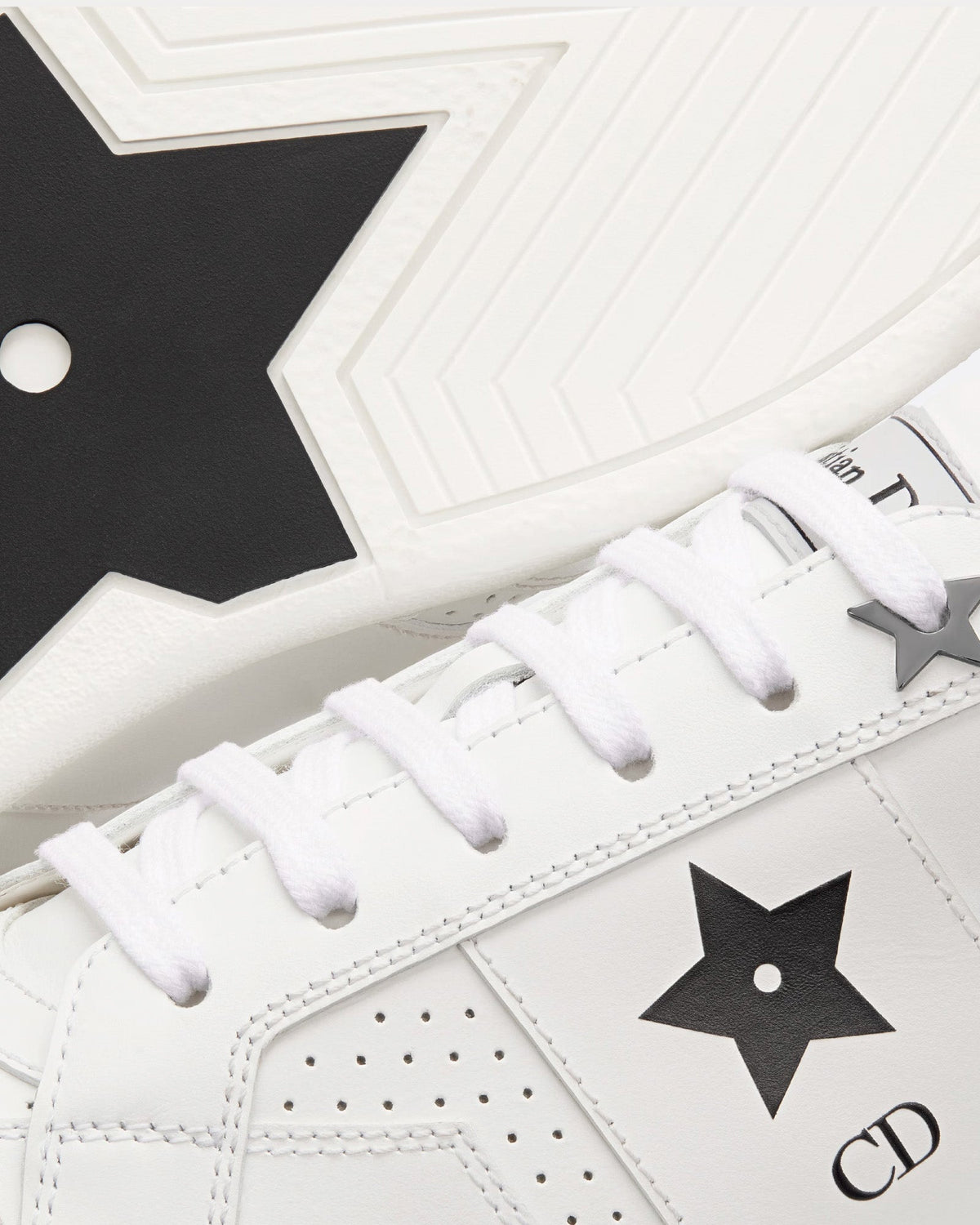 Dior Star Calfskin & Suede White / Black Low Top Sneakers