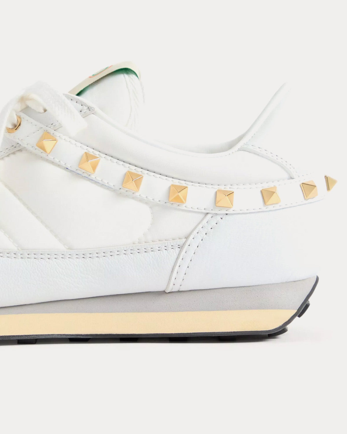 Stud Up Leather & Nylon White Low Top Sneakers