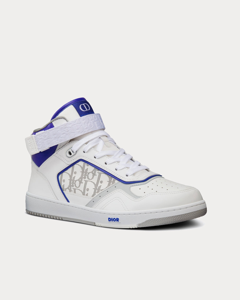 B27 White and Purple Smooth Calfskin with White Dior Oblique Galaxy Leather High Top Sneakers