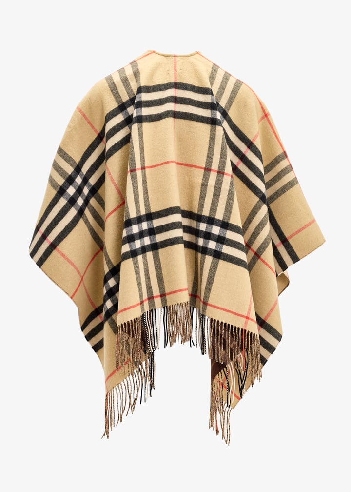 Luxury Contrast Check Wool Cape