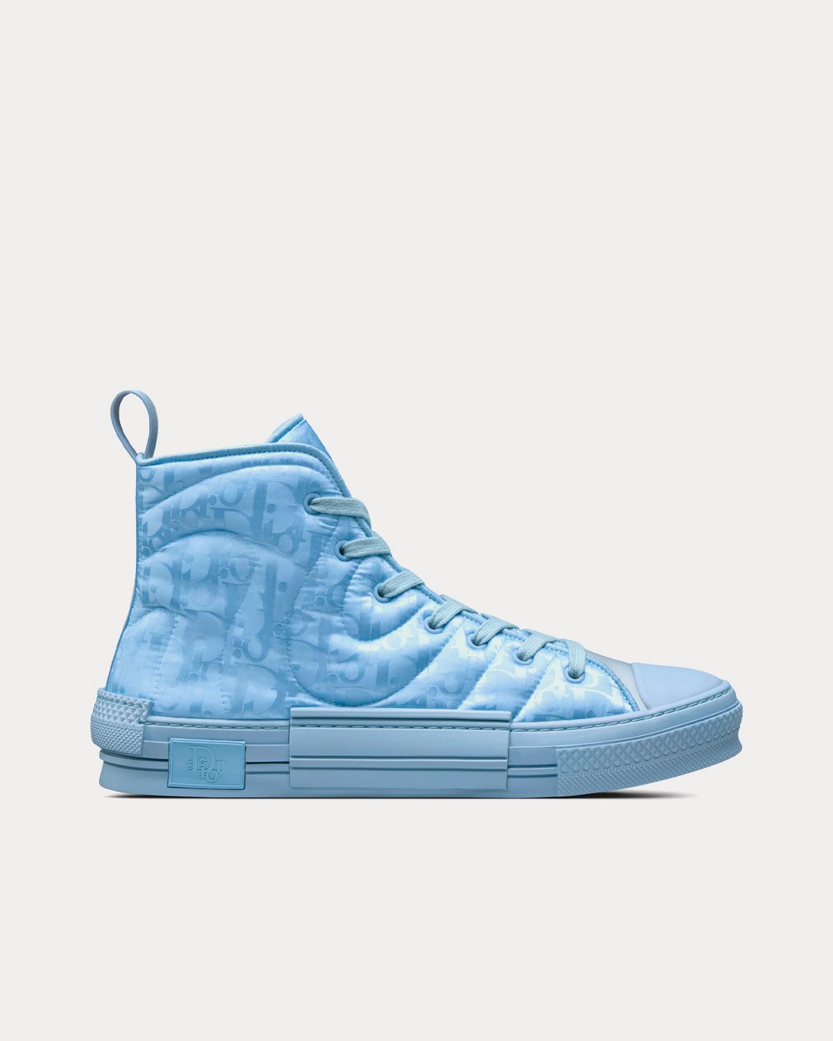 B23 Blue Dior Oblique Mirage Quilted Technical Fabric with Swirl Motif High Top Sneakers