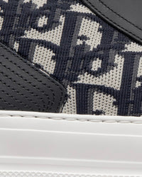 Walk'n'Dior Platform Deep Blue Dior Oblique Technical Mesh and Calfskin High Top Sneakers