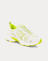 Miss Dior Chrono Mesh & Leather-Effect Panels White / Lime Green Low Top Sneakers