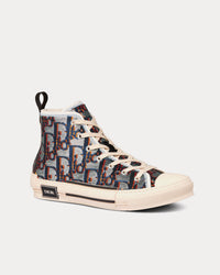 B23 Silver-Tone, Blue and Orange Dior Oblique Sequined Embroidered Canvas High Top Sneakers
