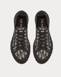 B28 Beige and Black Dior Oblique Jacquard and Black Rubber Low Top Sneakers
