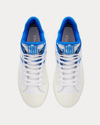 Walk'n'Dior Star Bright Blue and White Calfskin and Technical Fabric with Dior Étoile Motif High Top Sneakers