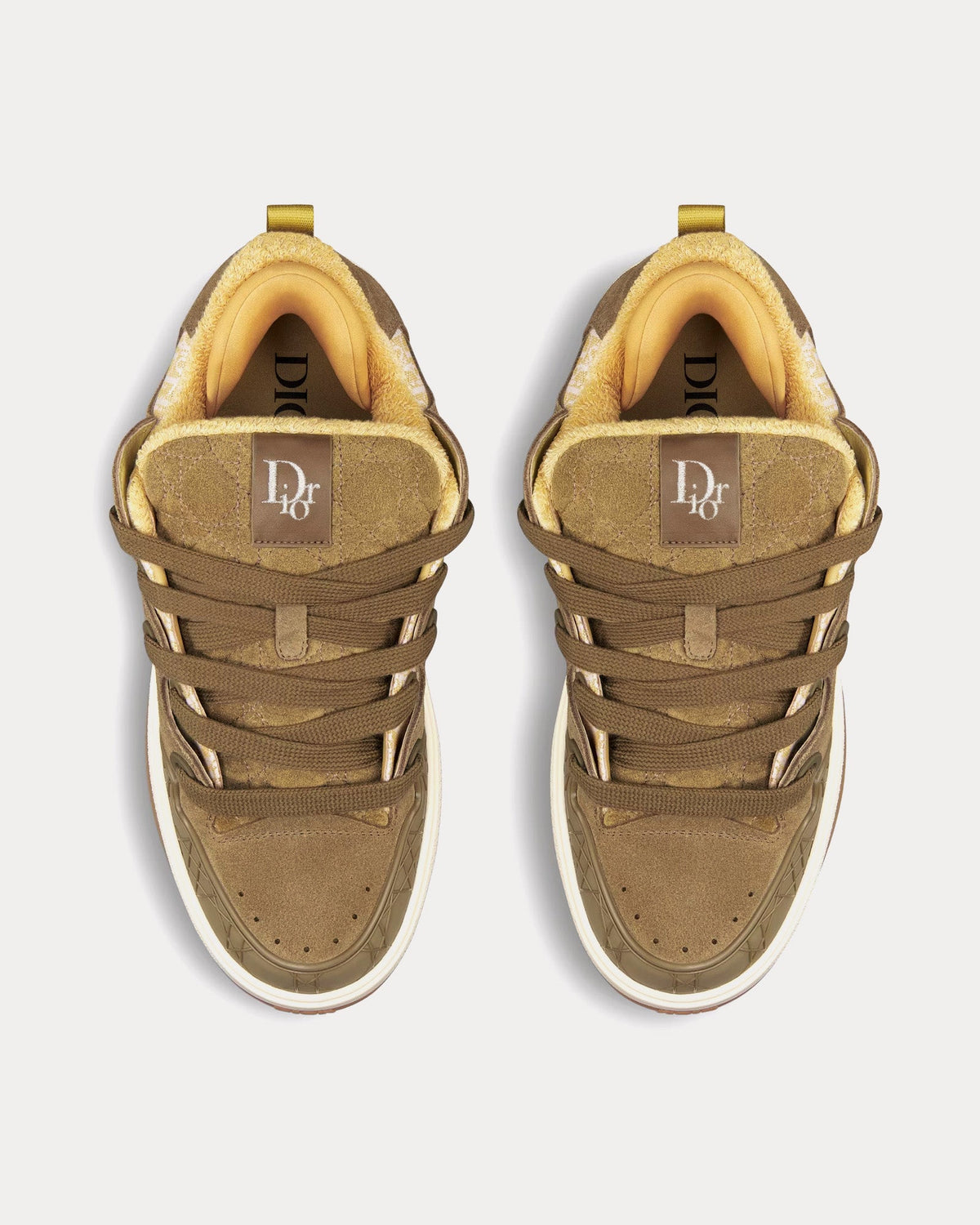 B9S Skater Limited And Numbered Edition Dior Oblique Suede and Jacquard Khaki / Beige Low Top Sneakers