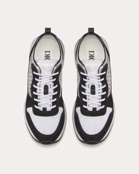 B25 Black Suede with White Technical Mesh and Black Dior Oblique Canvas Low Top Sneakers