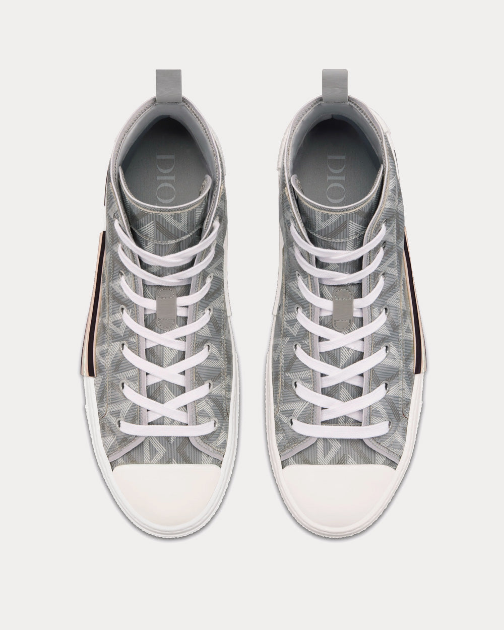 B23 Dior Gray CD Diamond Canvas High Top Sneakers