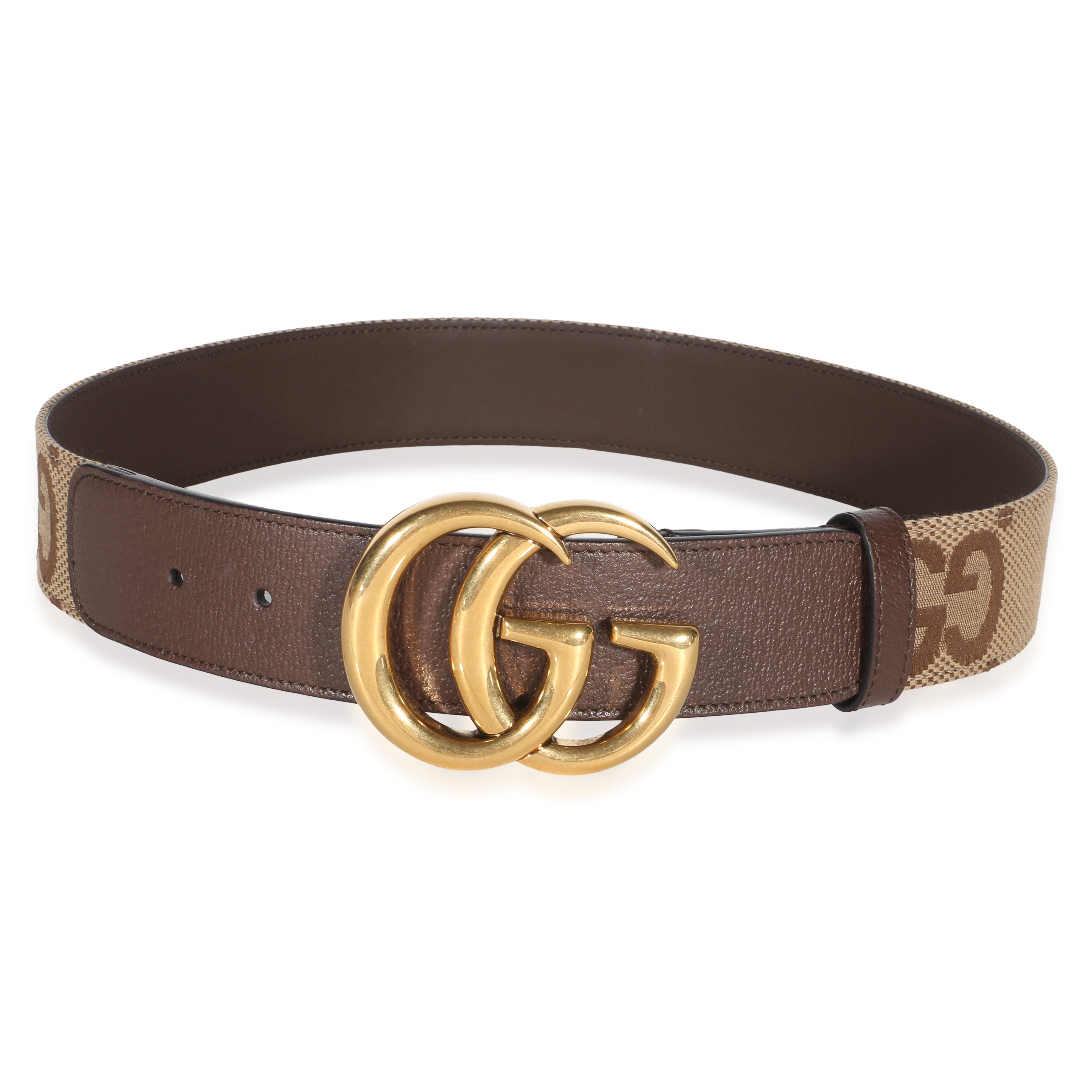 Beige Jumbo GG Canvas Marmont Belt 75/30