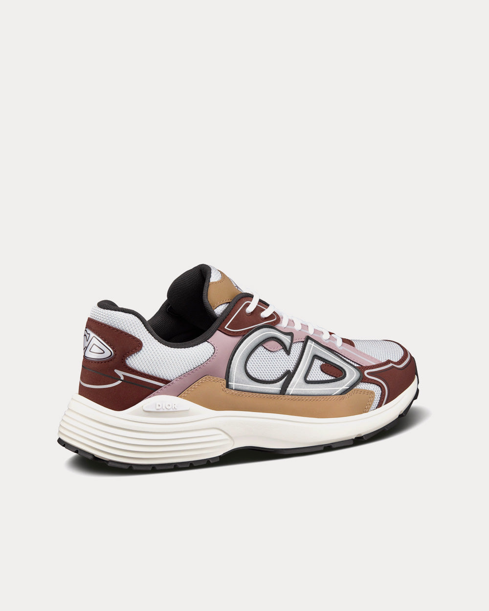 B30 White Mesh and Brown and Beige Technical Fabric Low Top Sneakers