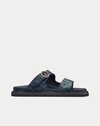 Dior Tears Aqua Blue Dior Oblique and Peace Sign Dior Tears Denim Sandals