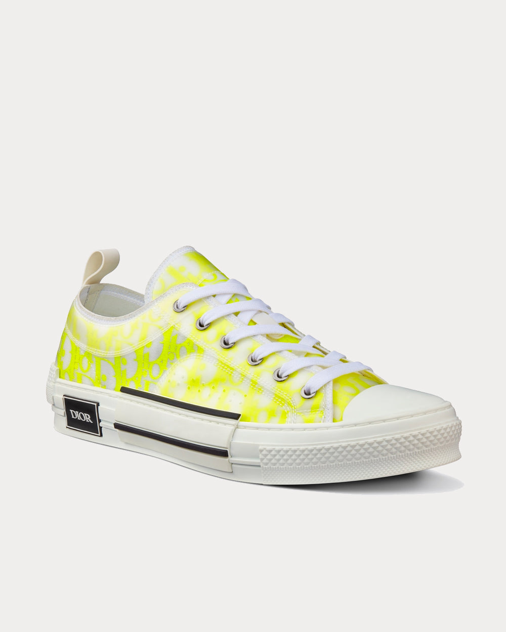 B23 White and Yellow Dior Oblique Canvas Low Top Sneakers