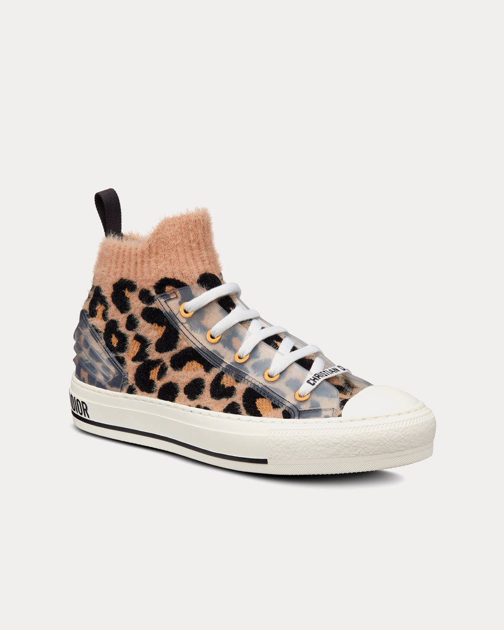 Walk'n'Dior Fur-Effect Knit Printed with Beige Multicolor Mizza Pattern High Top Sneakers