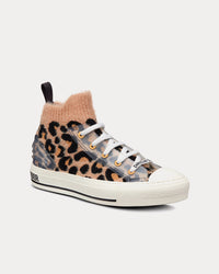 Walk'n'Dior Fur-Effect Knit Printed with Beige Multicolor Mizza Pattern High Top Sneakers