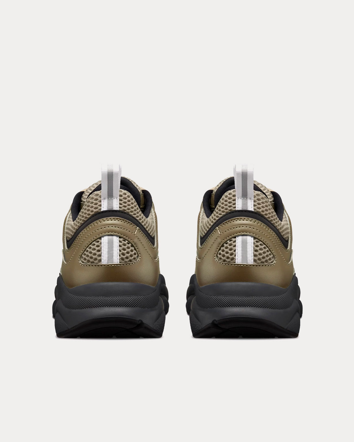 B22 Khaki and Black Technical Mesh and Khaki Calfskin Low Top Sneakers