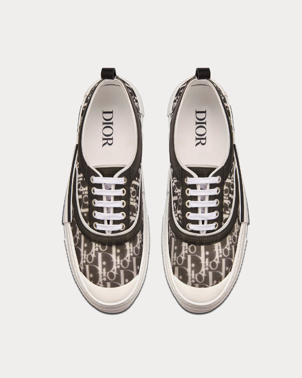 B23 Black and White Dior Oblique Canvas Low Top Sneakers