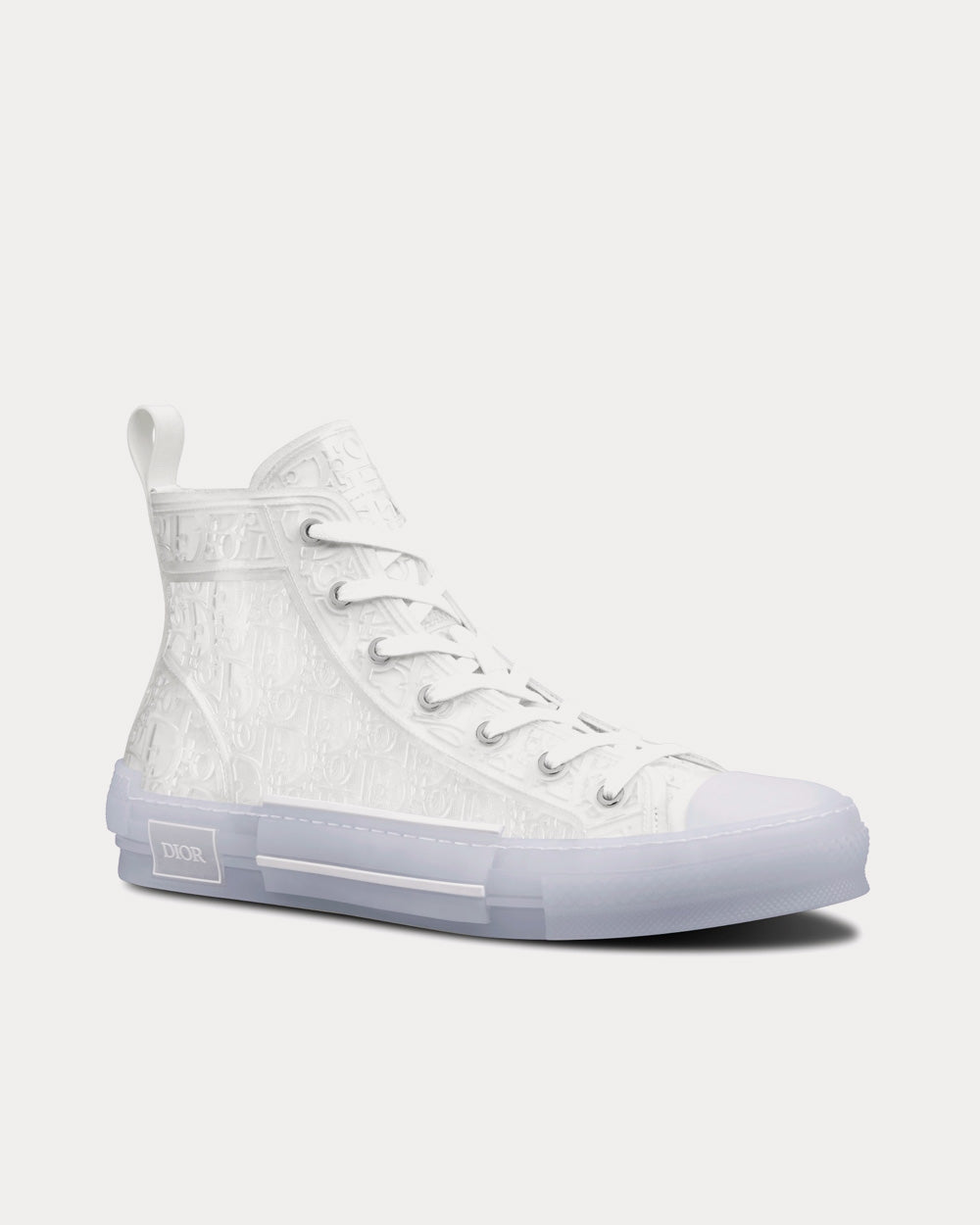 B23 Transparent Canvas with White Raised Dior Oblique Motif High Top Sneakers