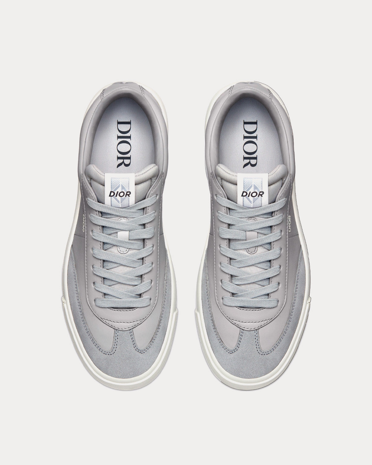 B101 Dior Gray Smooth Calfskin and Nubuck Low Top Sneakers