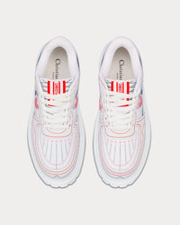 Dioramour Dior Addict White, Black and Red D-Chess Heart Calfskin and Technical Fabric Low Top Sneakers