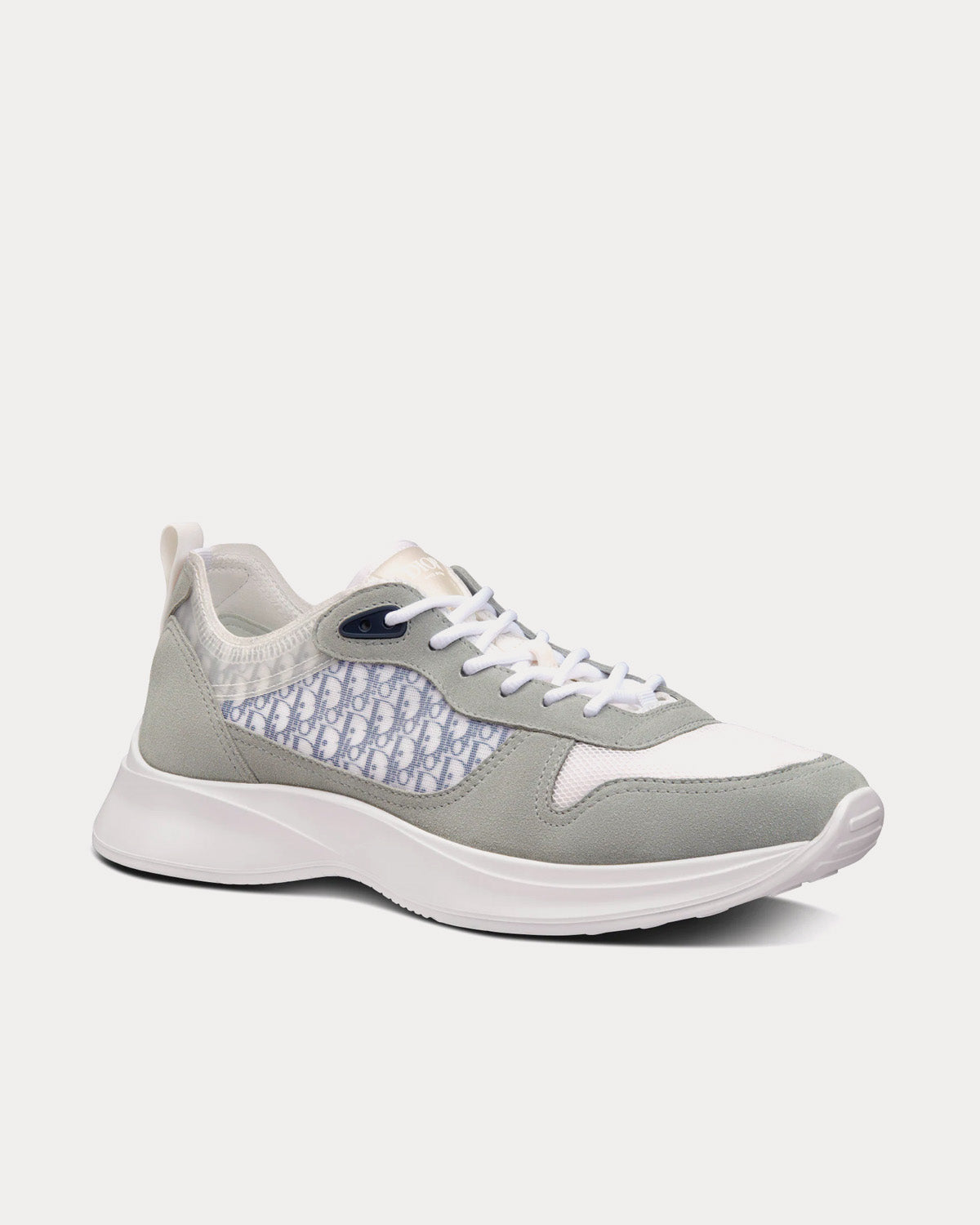 B25 Gray Suede and White Technical Mesh with Blue and White Dior Oblique Canvas Low Top Sneakers
