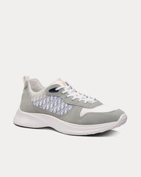 B25 Gray Suede and White Technical Mesh with Blue and White Dior Oblique Canvas Low Top Sneakers