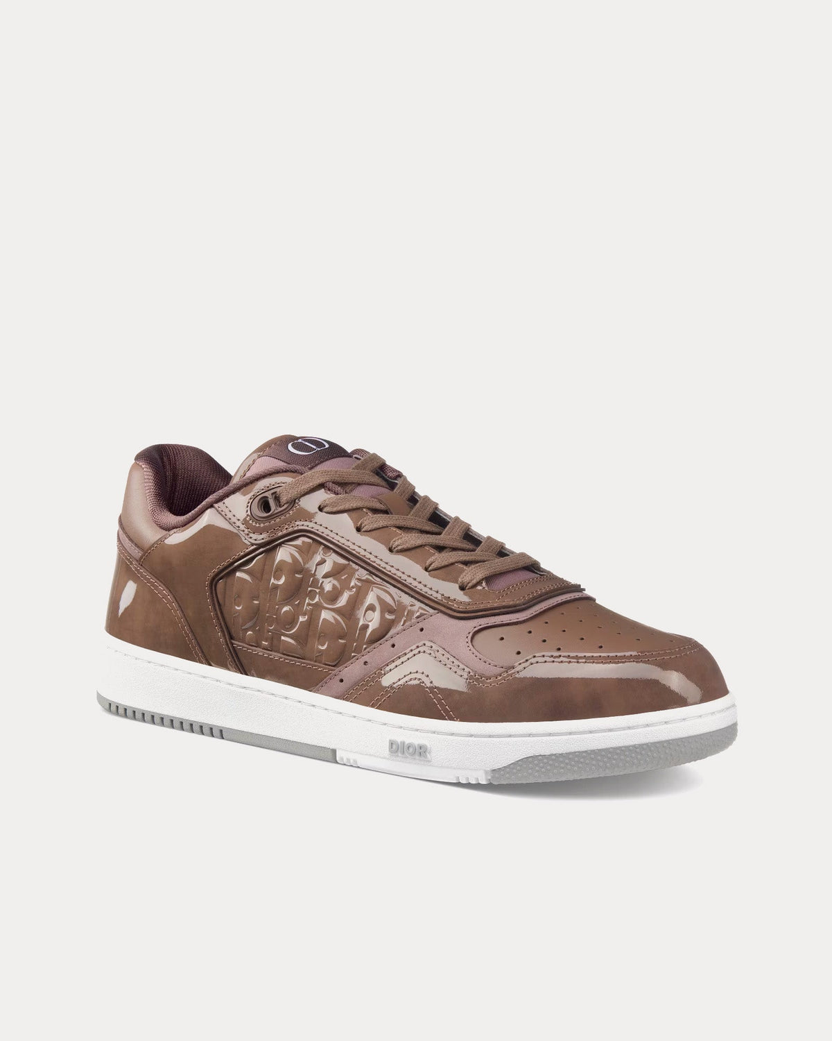 B27 Plum Patent Calfskin and Dior Oblique Gravity Leather Low Top Sneakers