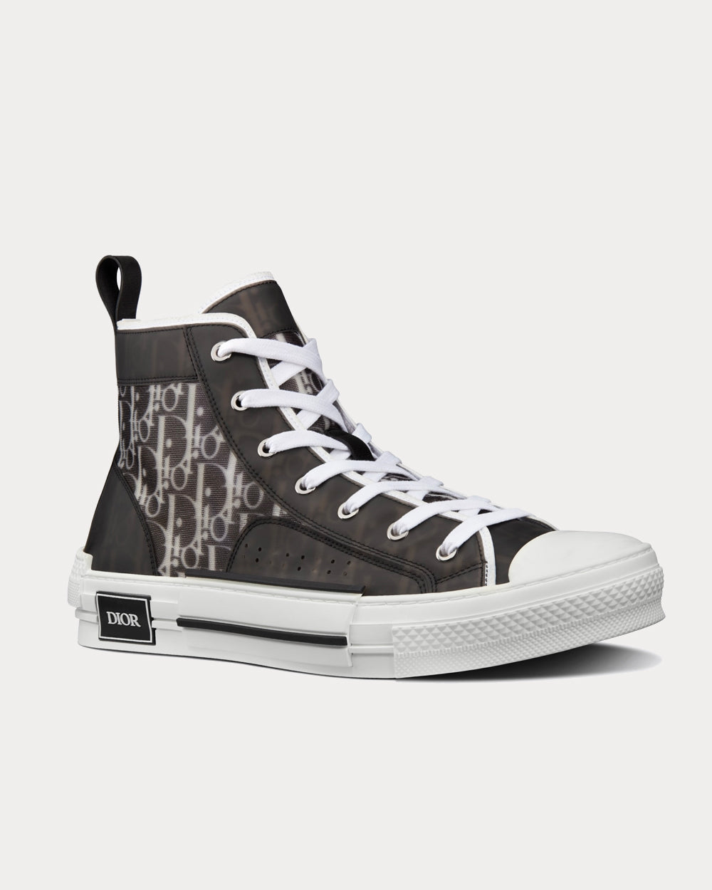 B23 Black and White Dior Oblique Canvas High Top Sneakers