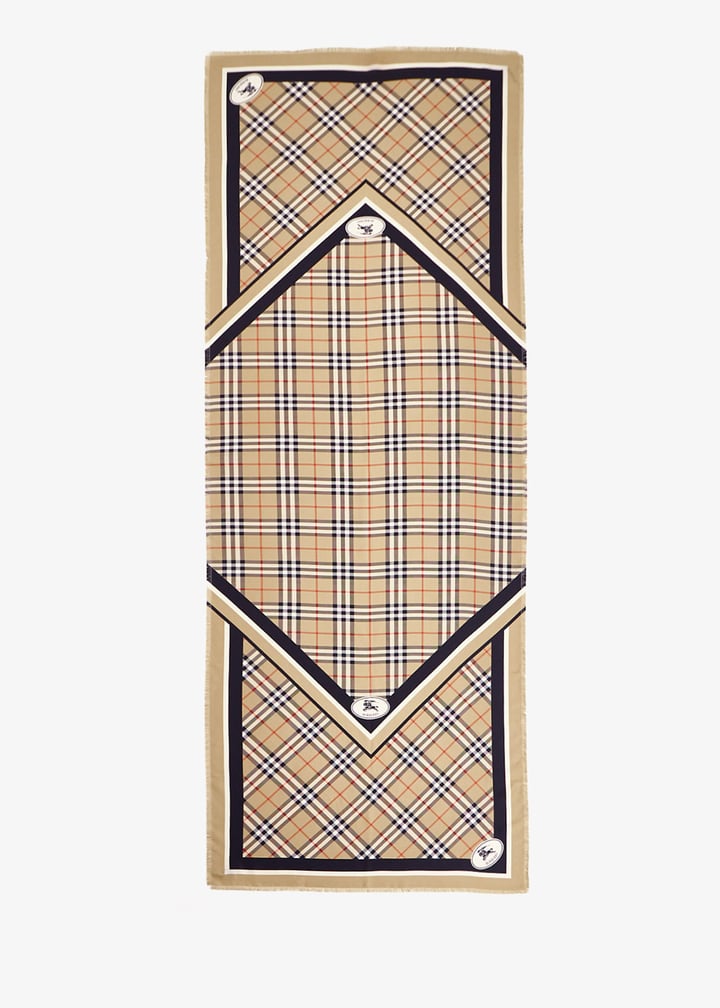 Luxury Check Knight Stamp Silk Scarf