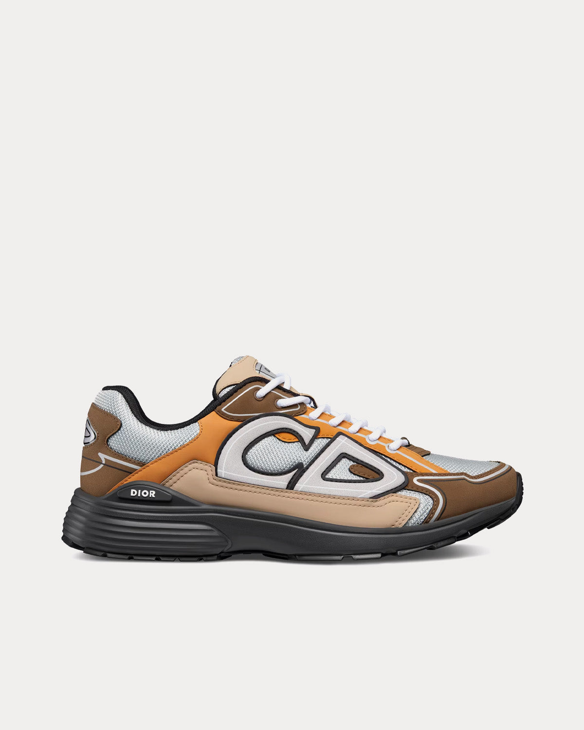 B30 Gray Mesh with Brown, Orange and Beige Technical Fabric Low Top Sneakers