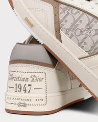 B27 Cream & Greige Smooth Calfskin with 'Christian Dior 1947' Low Top Sneakers