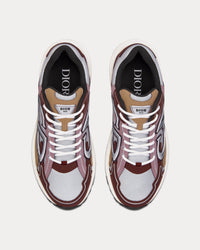 B30 White Mesh and Brown and Beige Technical Fabric Low Top Sneakers