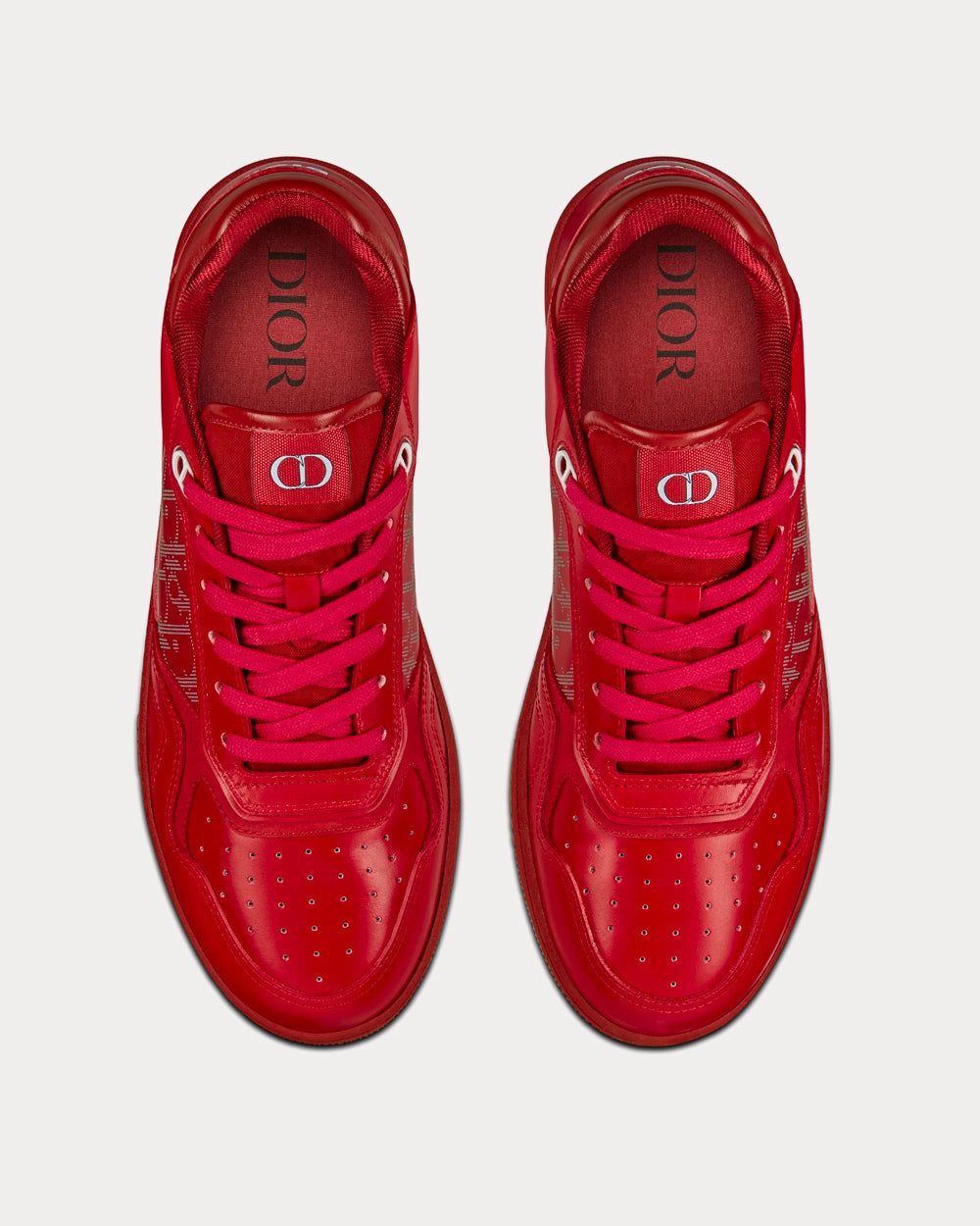 World Tour B27 Red Dior Oblique Galaxy Leather with Smooth Calfskin and Suede Low Top Sneakers