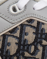 B27 Gray and White Smooth Calfskin with Beige and Black Dior Oblique Jacquard Low Top Sneakers